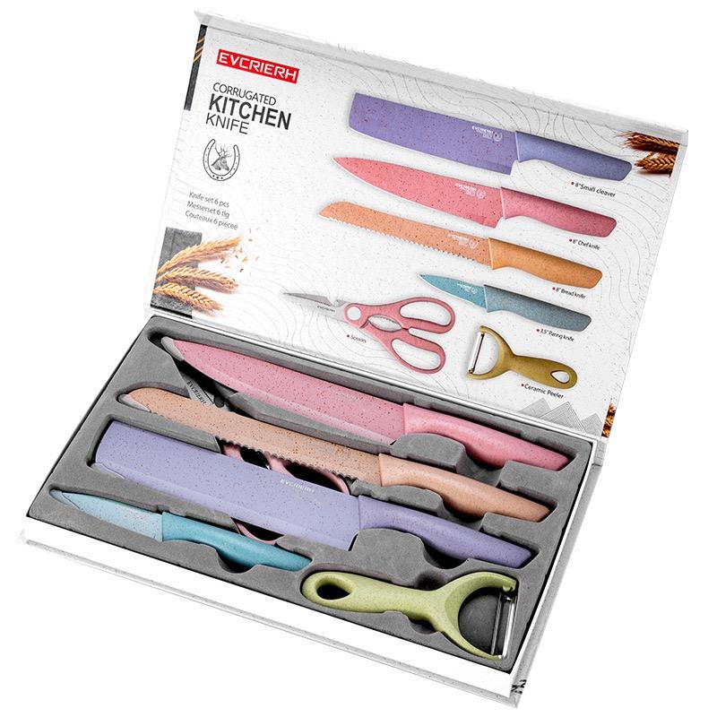 SARTEN 4 EN 1 + SET CUCHILLOS COLORES 6 Piezas