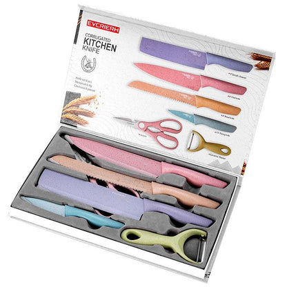 SARTEN 4 EN 1 + SET CUCHILLOS COLORES 6 Piezas