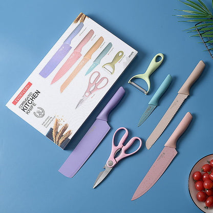 SARTEN 4 EN 1 + SET CUCHILLOS COLORES 6 Piezas